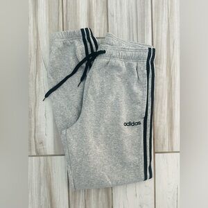 Adidas; Women’s Heather Gray Joggers with 3 Black Stripes, Medium